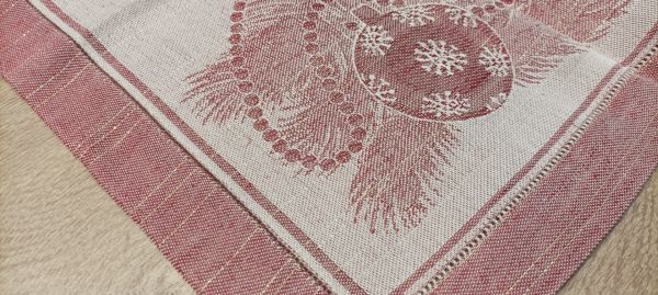 Runner Natalizio 48x140 - Misto Lino - Palle di Natale - Tomato3767 lurex - MTP