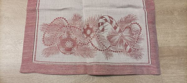 Runner Natalizio 48x140 - Misto Lino - Palle di Natale - Tomato3767 lurex - MTP