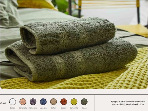 Asciugamani Bagno spugne 100% cotone - Set 1+1 - Calais - Biancoperla - Assortimento Colori