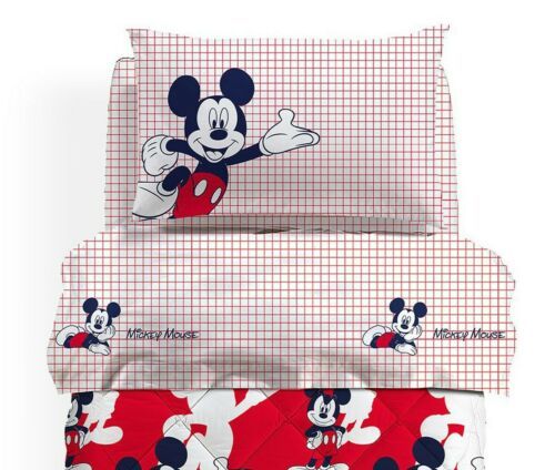 Caleffi COMPLETO LENZUOLA TOPOLINO MINNIE MICKEY LETTINO CULLA DISNEY CALEFFI 100%COTONE 