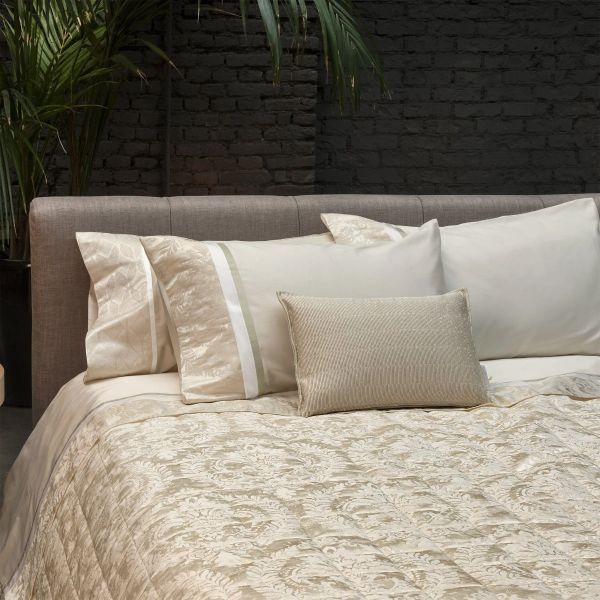 Lenzuola Matrimoniali in Raso di Puro Cotone 60 Fili - Completo Letto  - Adelaide - Panna - Fazzini