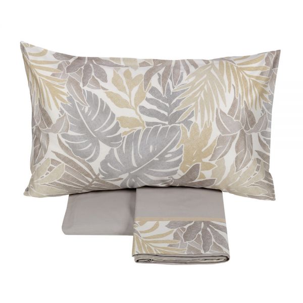 Lenzuola Matrimoniali in Raso di Puro Cotone  - Completo Letto  - Textures - Naturale – Fazzini