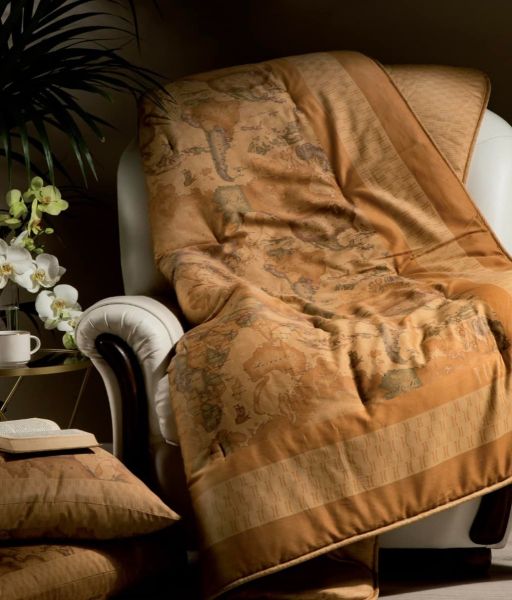 Plaid in Velluto Alviero Martini per Divano, Poltrona o Letto - Geo Morsetto Cuoio 