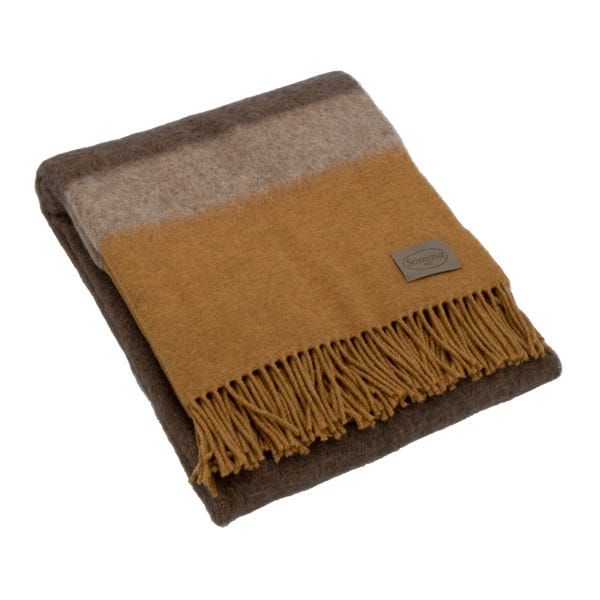 Coperta  Plaid in Lana - Somma – per Divano, Poltrona o Letto - Cosmo - Ocra
