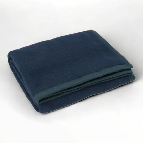 Coperta Somma 100% Lana Matrimoniale - Daisy - Blu Polvere