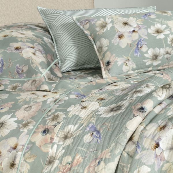 Copriletto Matrimoniale – Trapuntino  Quilt - Fazzini Atelier - Orticola - Celadon