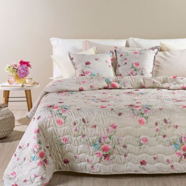 Copriletto Singolo – Trapuntino / Quilt una piazza – Flora - Rosa -  Caleffi