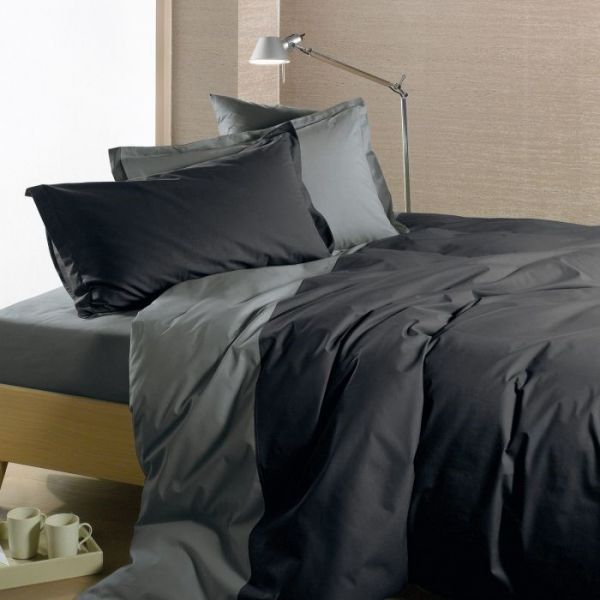 Copripiumino Matrimoniale  Caleffi - Bicolor - Antracite - Completo Letto