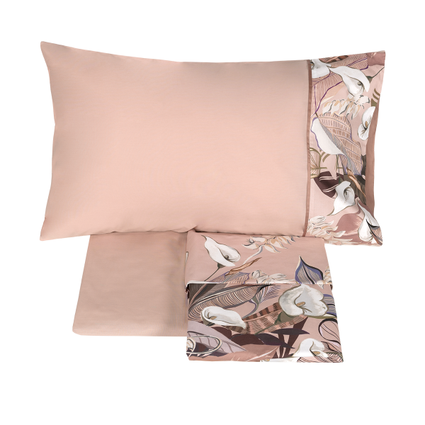 Lenzuola Copriletto Matrimoniali - Completo Letto  - Calle - dusty Pink Sandalo - Fazzini