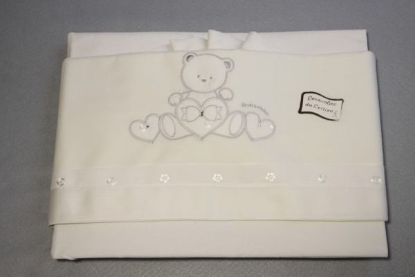 Lenzuola Lettino a Cancello - Completo Letto - Orsetto Bianco - Handy & Helen