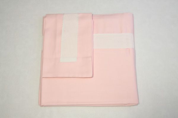 Lenzuola Lettino a Cancello - Completo Letto - Tela Aida - Rosa - Florart 
