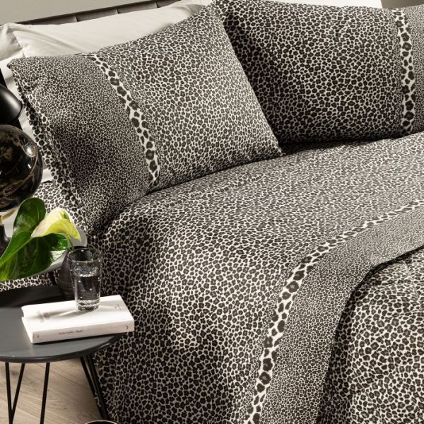 Lenzuola Matrimoniali - Completo Letto - Leopard - Grigio - Caleffi
