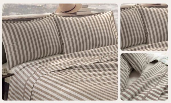 Lenzuola Matrimoniali - Completo Letto - line Ontano - Biancoperla