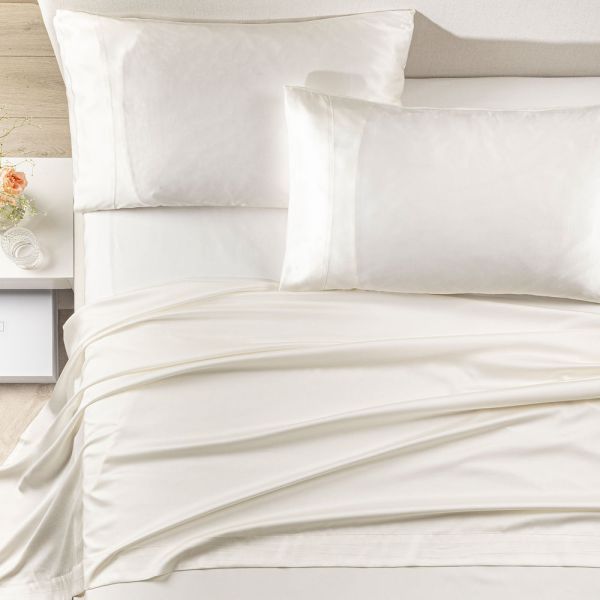 Lenzuola Matrimoniali - Completo Letto - Notti di Seta - Bianco - Caleffi