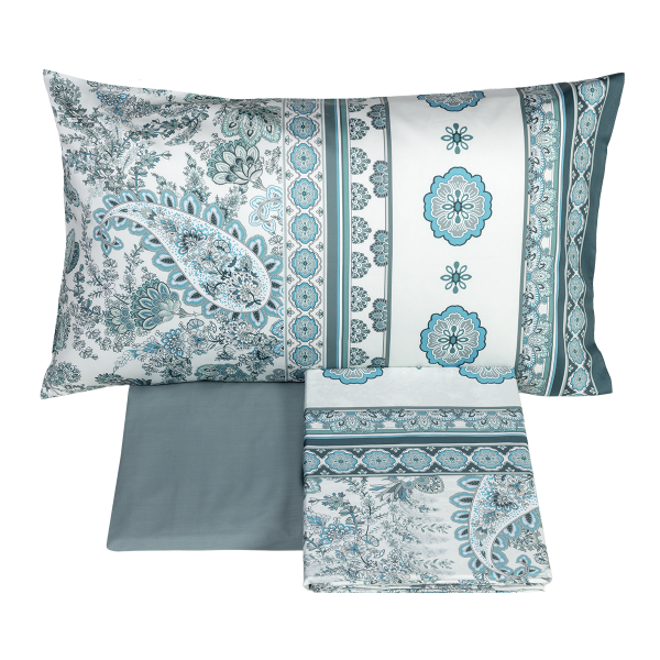 Lenzuola Matrimoniali - Completo Letto  - Samarcanda - Grey Green - Fazzini