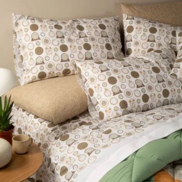 Lenzuola Matrimoniali - Completo Letto - Tempo - Moka - Caleffi