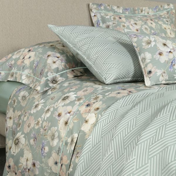 Lenzuola Matrimoniali - Fazzini Atelier - Orticola - Celadon - Completo Letto