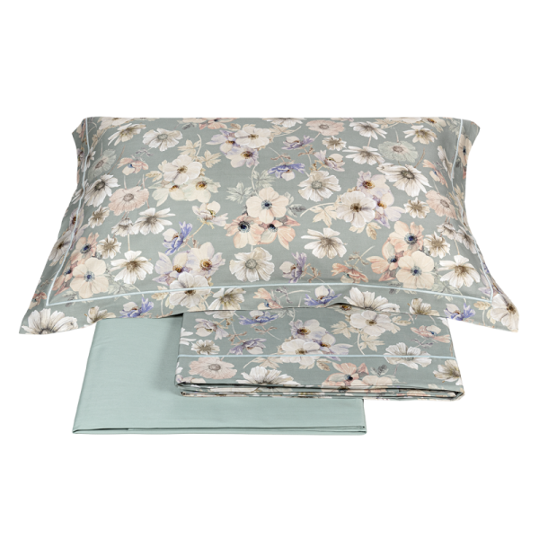 Lenzuola Matrimoniali - Fazzini Atelier - Orticola - Celadon - Completo Letto