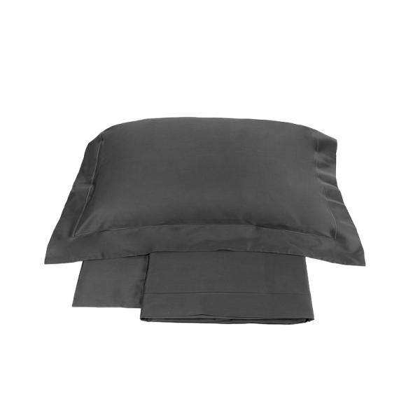 Lenzuola Matrimoniali - Fazzini Atelier - in Raso di Puro Cotone - Completo Letto - Velasca - Piombo