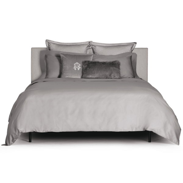 Lenzuola Matrimoniali - Fazzini Atelier - in Raso di Puro Cotone - Completo Letto - Velasca - Grigio Perla