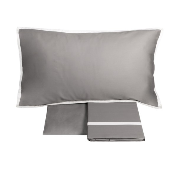 Lenzuola Matrimoniali - Fazzini –  Hellen - Grigio Medio Bianco Seta - Completo letto