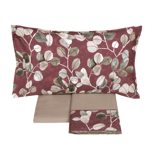 Lenzuola Matrimoniali - Fazzini – Sabi Sabi - Burgundy Sasso - Completo letto