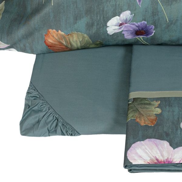 Lenzuola Matrimoniali - Fazzini – Velvet - Petrolio - Completo letto