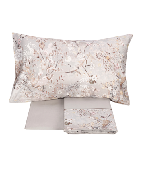Lenzuola Matrimoniali - Giardini d'Oriente - Grigio - Fazzini - Completo Letto