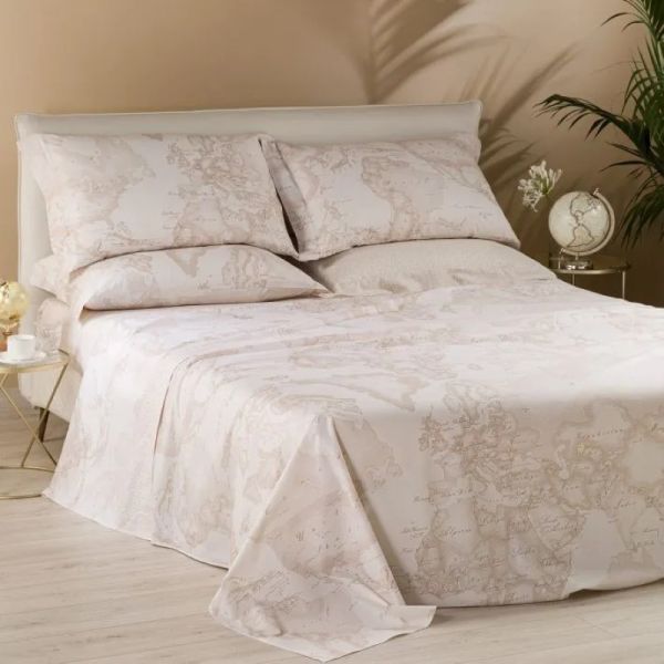 Lenzuola Matrimoniali Copriletto - Alviero Martini - Prima Classe - Geo White - Completo letto
