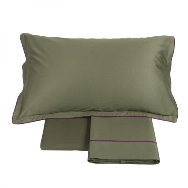 Lenzuola Matrimoniali Fazzini - Completo Letto - Deal - Cactus Prugna