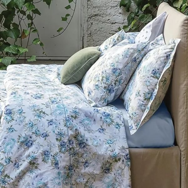 Lenzuola Matrimoniali Fazzini - Completo Letto - Botanical - Azzurro
