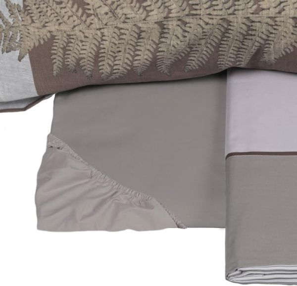 Lenzuola Matrimoniali Fazzini - Completo Letto - Felci - Grigio Cioccolato