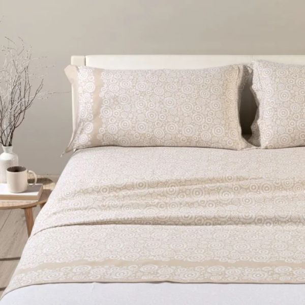 Lenzuola Matrimoniali Flanella Caleffi - Completo Letto – Aries - Naturale