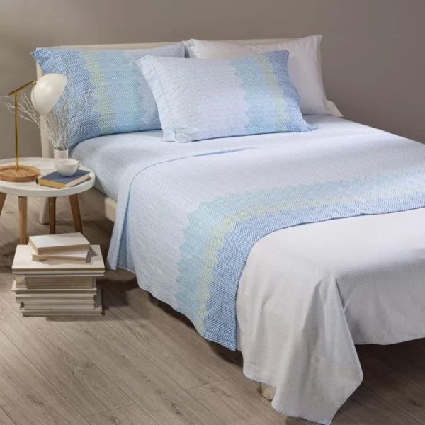 Lenzuola Matrimoniali Flanella Caleffi - Completo Letto – William - Bluette