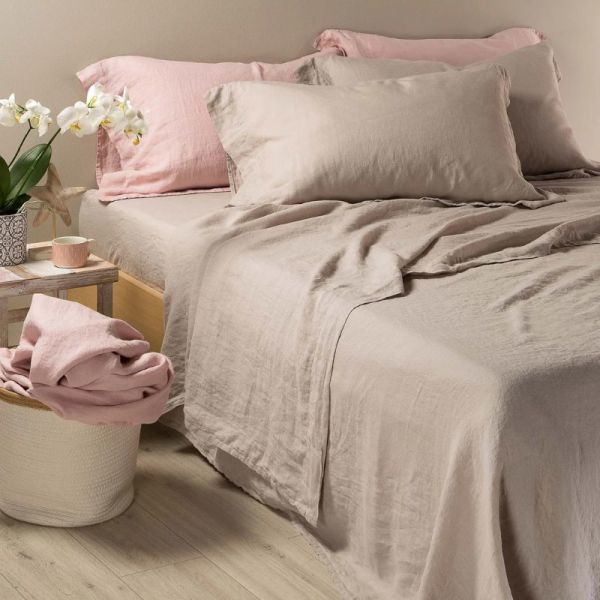 Lenzuola Matrimoniali in Lino 100% - Panarea - Bianco - Caleffi - Completo Letto