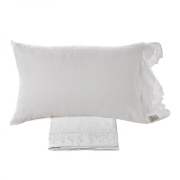Lenzuola Matrimoniali in Lino 100% - Parure – Nuvola - Bianco - Fazzini