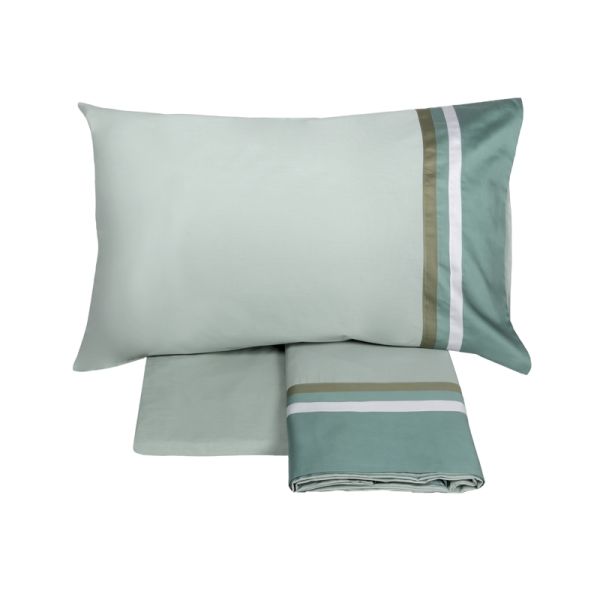 Lenzuola Matrimoniali in Raso di Puro Cotone  - Completo Letto  - Kubric - Surf Petrolio - Fazzini