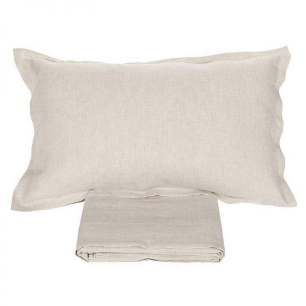 Lenzuola Matrimoniali Parure Fazzini -100% lino - Soffio - Naturale