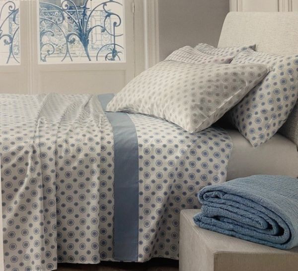 Lenzuola Matrimoniali Somma 100% percalle di puro cotone – Completo letto - Corinne - Azzurro