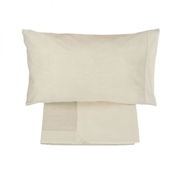 Lenzuola Matrimoniali Somma 100% raso di puro cotone – Completo letto - Icona - Panna
