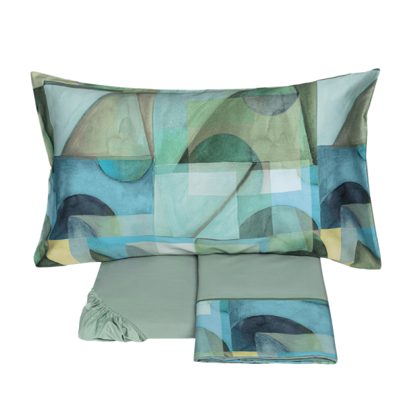 Lenzuola Piazza e Mezza - Fazzini – Paracas - Celadon Verde - Completo letto