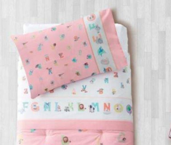 Lenzuola Singole Bambino ad Una Piazza – Alfabeto – Rosa – Trudy Somma