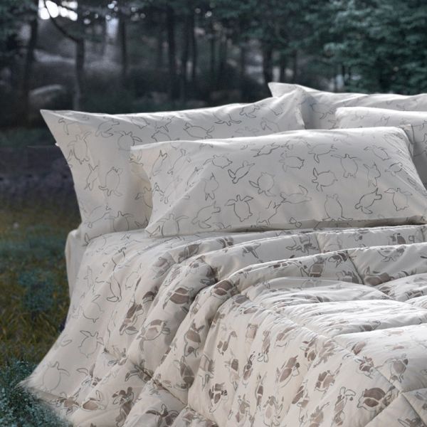 Lenzuola Una Piazza e Mezza Francese - Completo Letto - Globe - Nebbia - Gabel