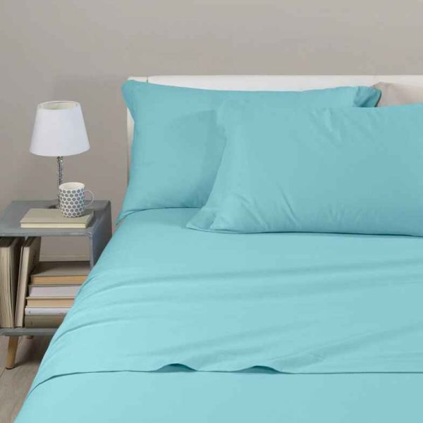 Lenzuola Una Piazza e Mezza Flanella Caleffi - Completo  Letto – Tinta Unita - Anice