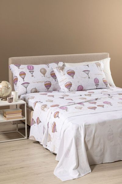 Lenzuola Una Piazza e Mezza Flanella Caleffi - Completo  Letto – Volo - Ciclamino