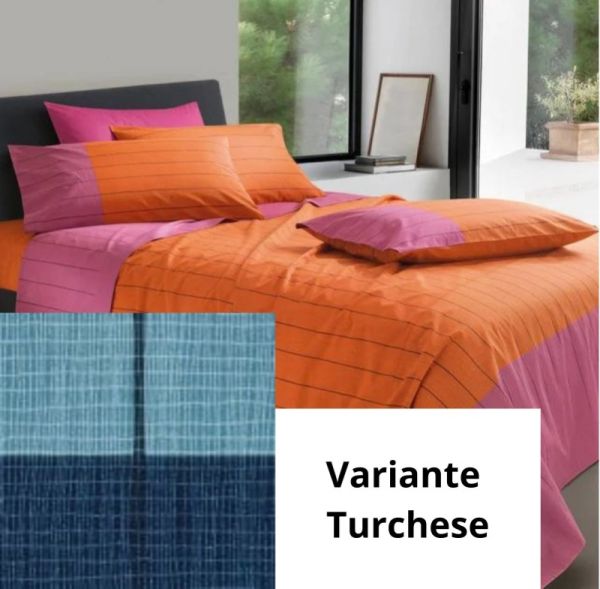 Lenzuola Una Piazza e Mezza Francese Gabel - Completo Letto - Kos - Turchese