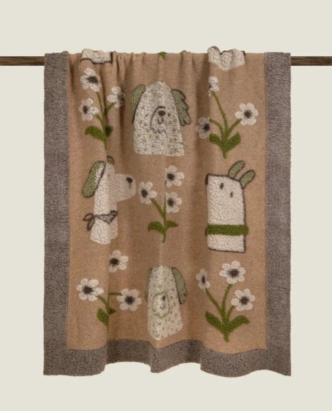 Plaid Coperta Frati Home in lana cotta per divano, poltrona o letto Bau Beauty Beige