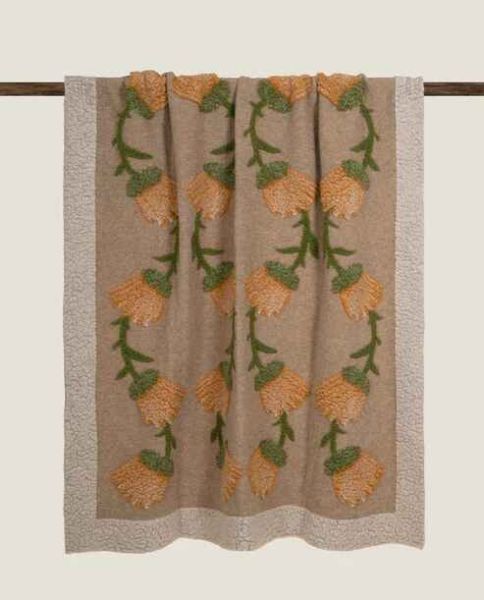 Plaid Coperta Frati Home in lana cotta per divano, poltrona o letto Fane Panna