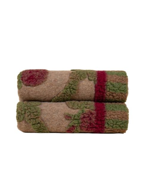 Plaid Coperta Frati Home in lana cotta per divano, poltrona o letto Old Style Bordeaux