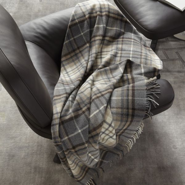 Plaid Coperta Lana Somma - morbida e confortevole per divano, poltrona o letto – Sky - Grigio